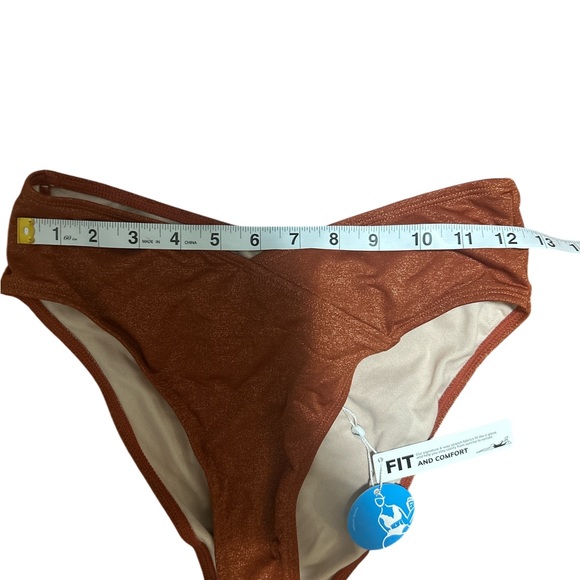 New CUPSHE Bronze Shimmer Bikini Set Ring Detail Tie Back Medium - Picture 4 of 9